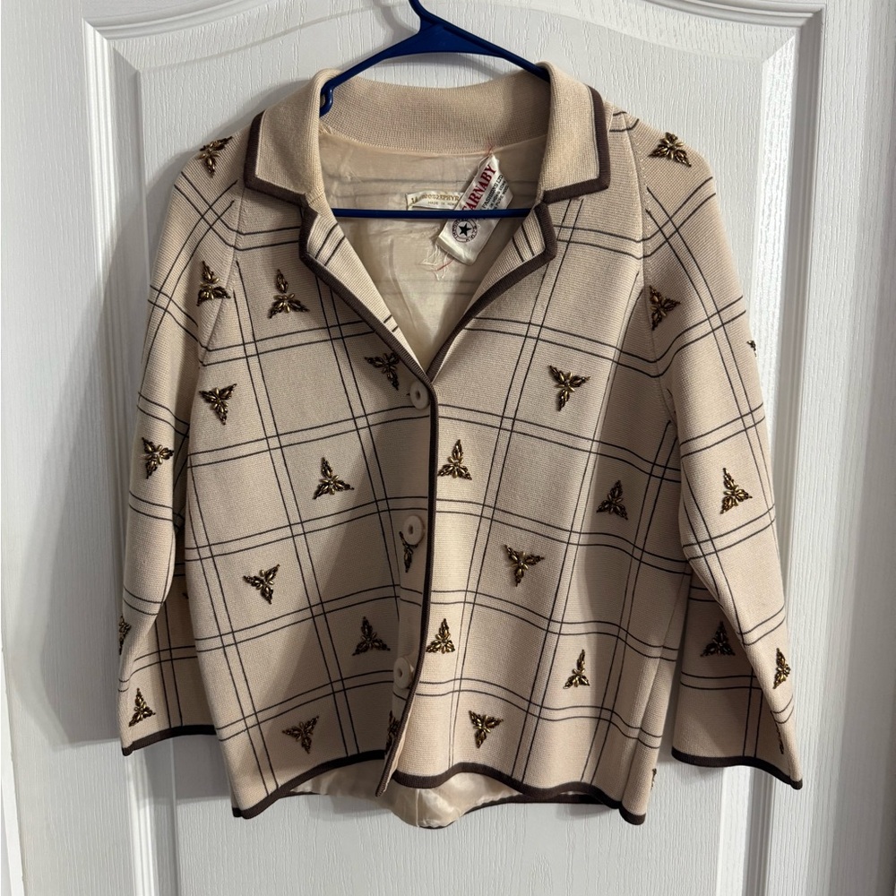 Vintage Carnaby 100% Pure Wool Women’s Jeweled Blazer Sz 14. F-110